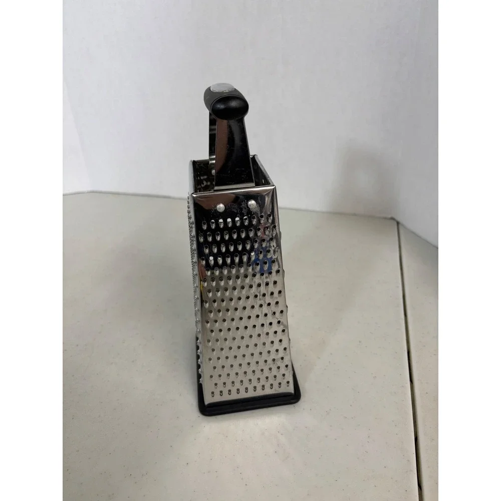 Oneida Stainless Steel Box Grater 4-Sided Cheese Shredder Vegetable Slicer Black